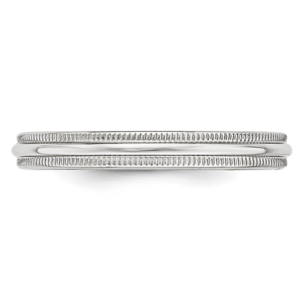 14k White Gold 3mm Milgrain Half Round Wedding Band