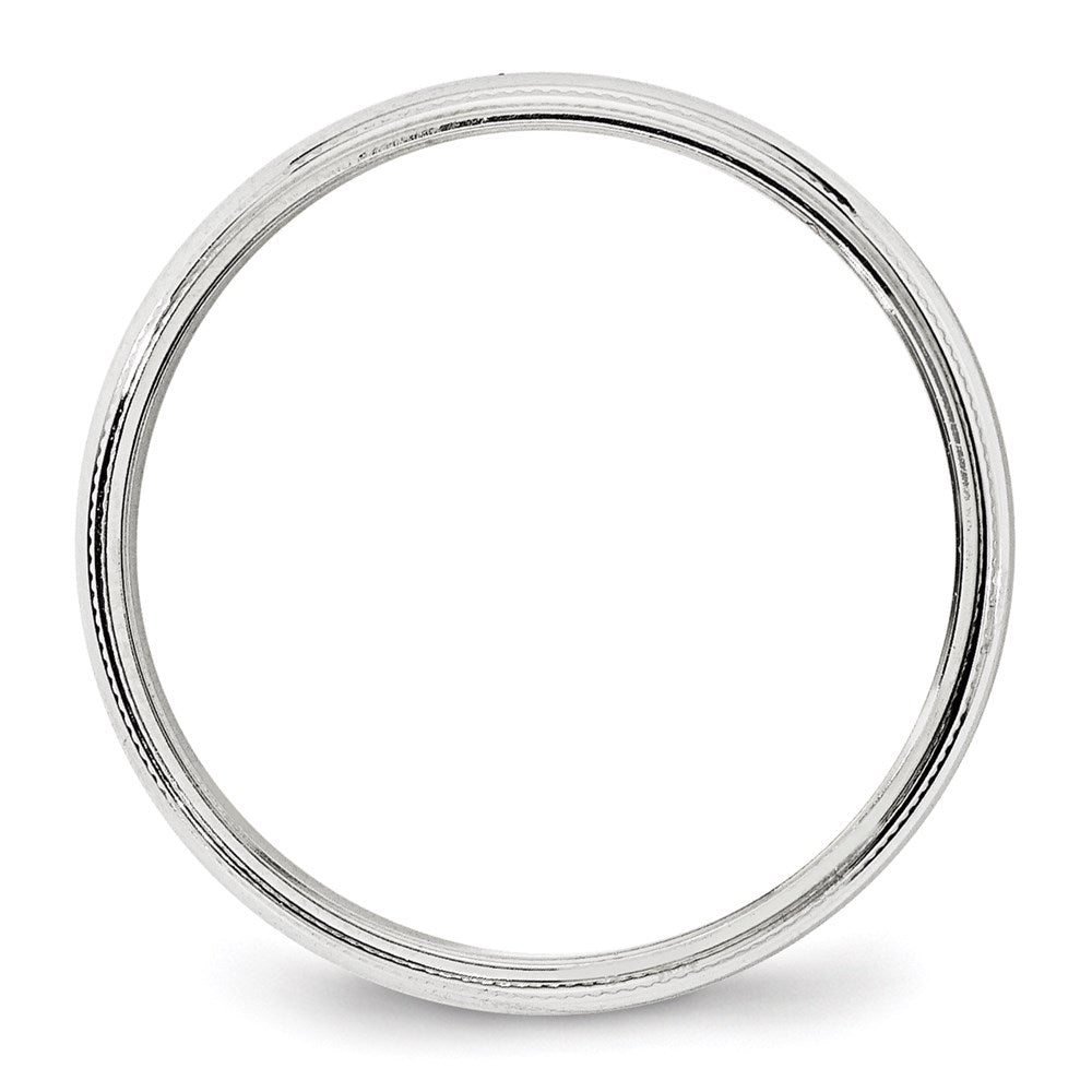 14k White Gold 4mm Milgrain Half Round Wedding Band