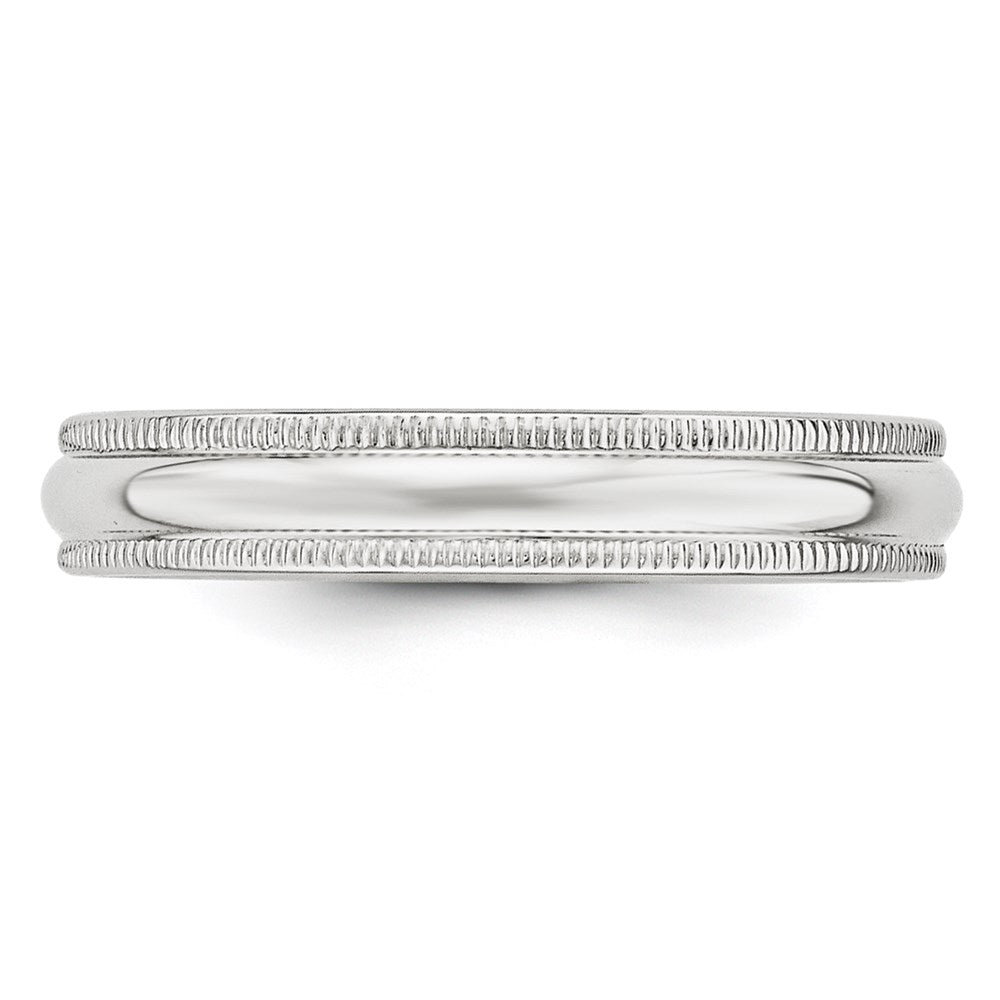 14k White Gold 4mm Milgrain Half Round Wedding Band