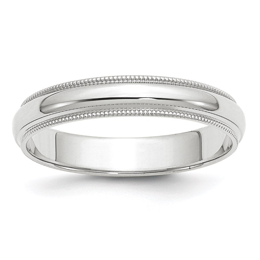 14k White Gold 4mm Milgrain Half Round Wedding Band 
