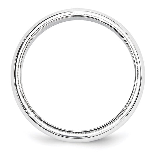 14k White Gold 5mm Milgrain Half Round Wedding Band
