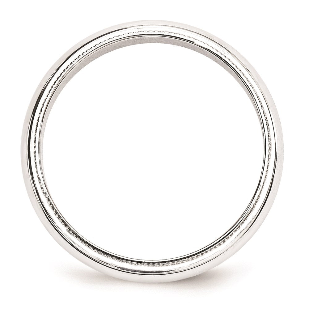 14k White Gold 5mm Milgrain Half Round Wedding Band
