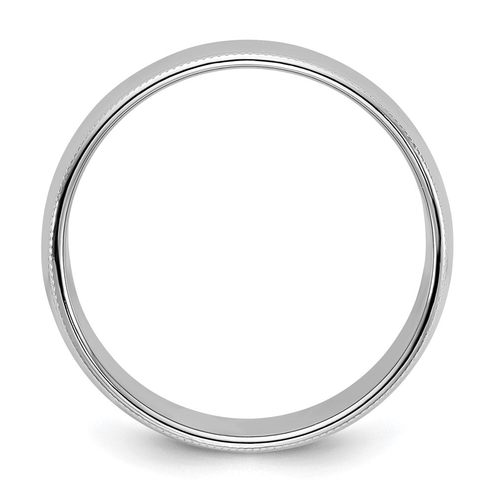 14k White Gold 8mm Milgrain Half Round Wedding Band