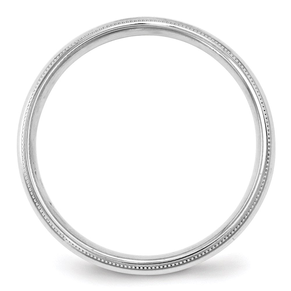 14k White Gold 4mm Milgrain Half Round Comfort Fit Wedding Band