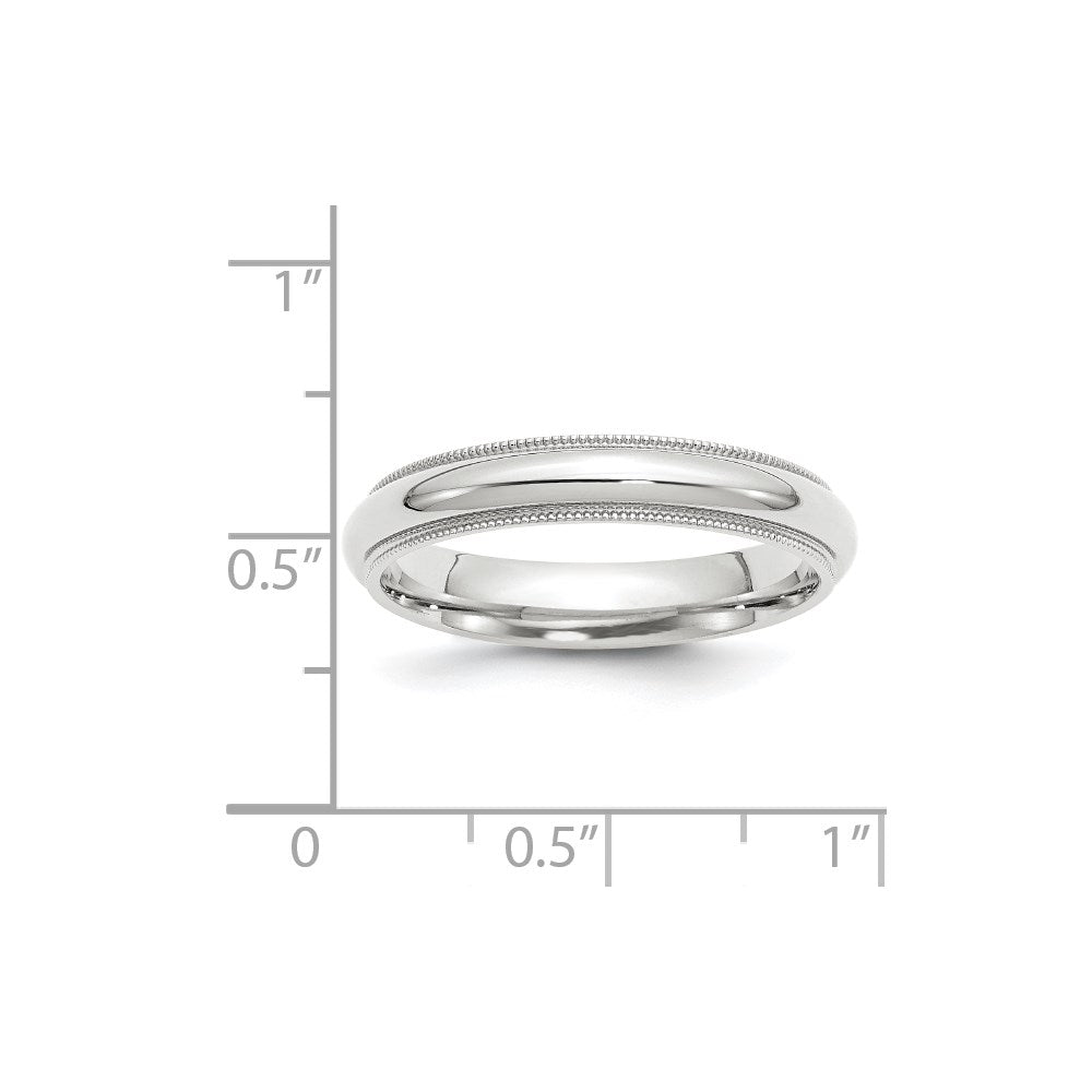 14k White Gold 4mm Milgrain Half Round Comfort Fit Wedding Band