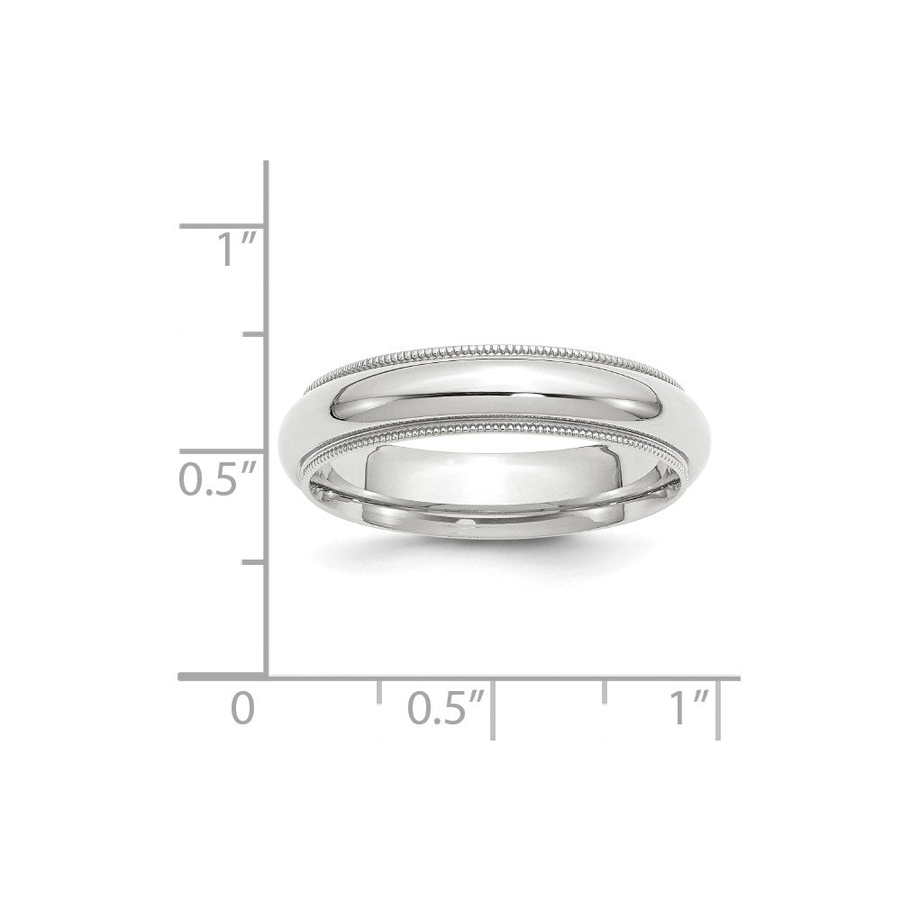 14k White Gold 5mm Milgrain Half Round Comfort Fit Wedding Band