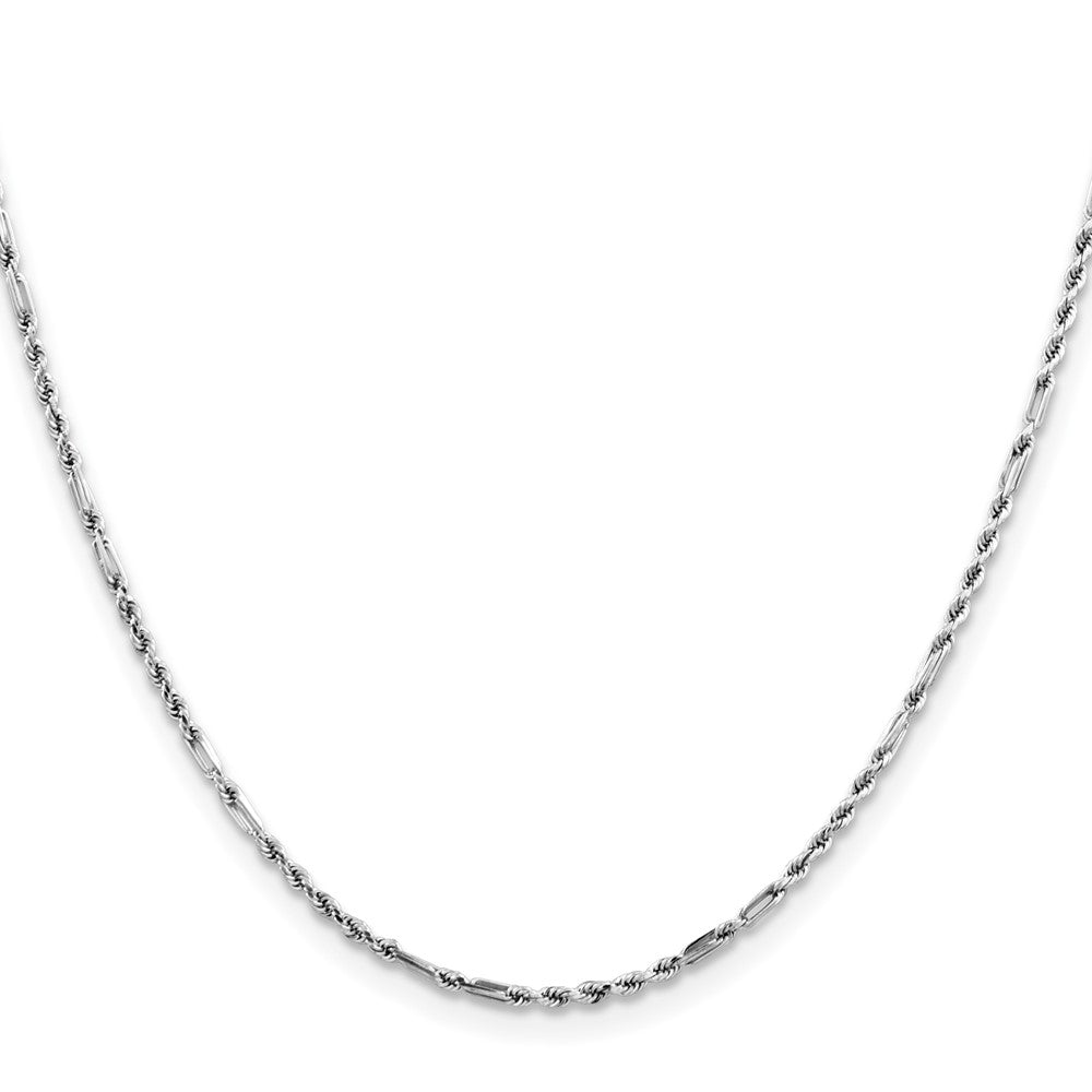 14K White Gold 1.8mm Diamond-cut Milano Rope with Lobster Clasp Chain