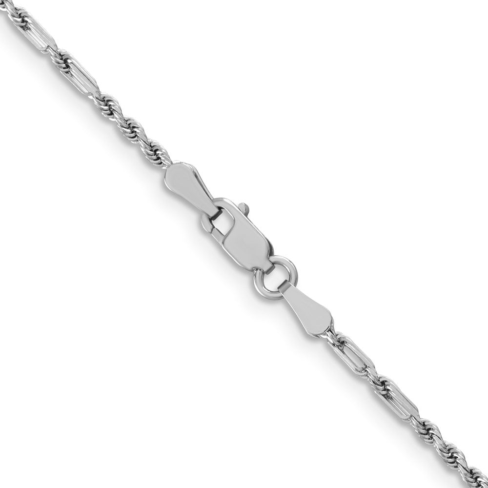 14K White Gold 1.8mm Diamond-cut Milano Rope with Lobster Clasp Chain