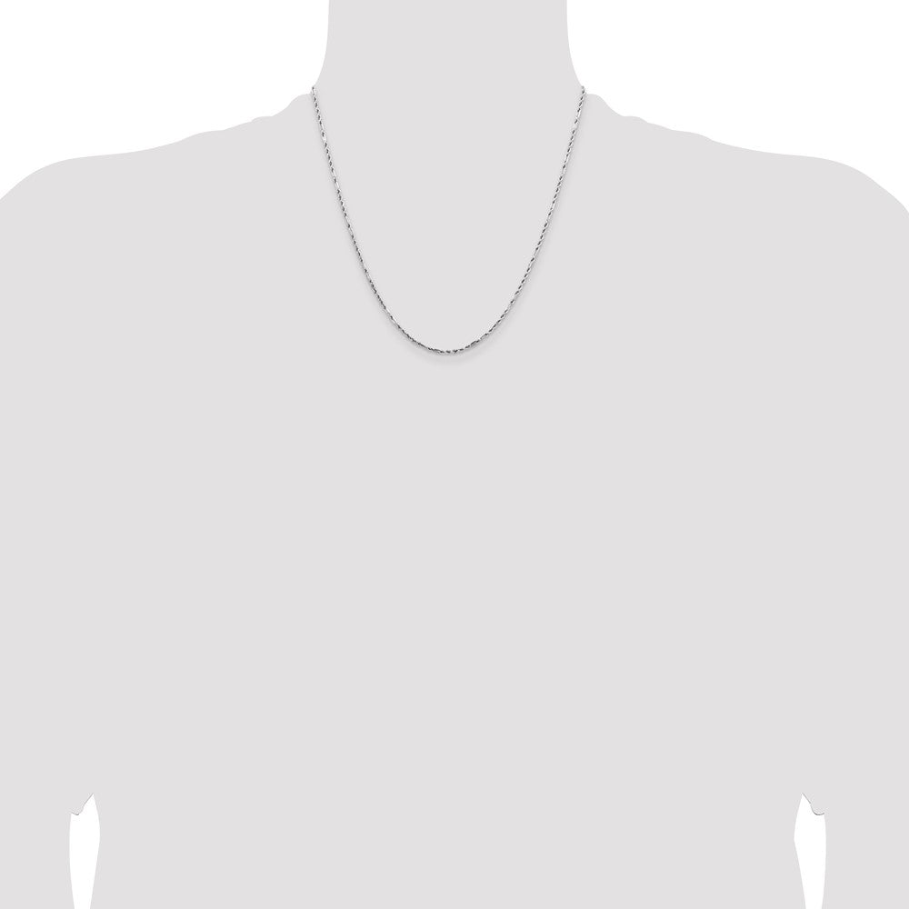 14K White Gold 1.8mm Diamond-cut Milano Rope with Lobster Clasp Chain