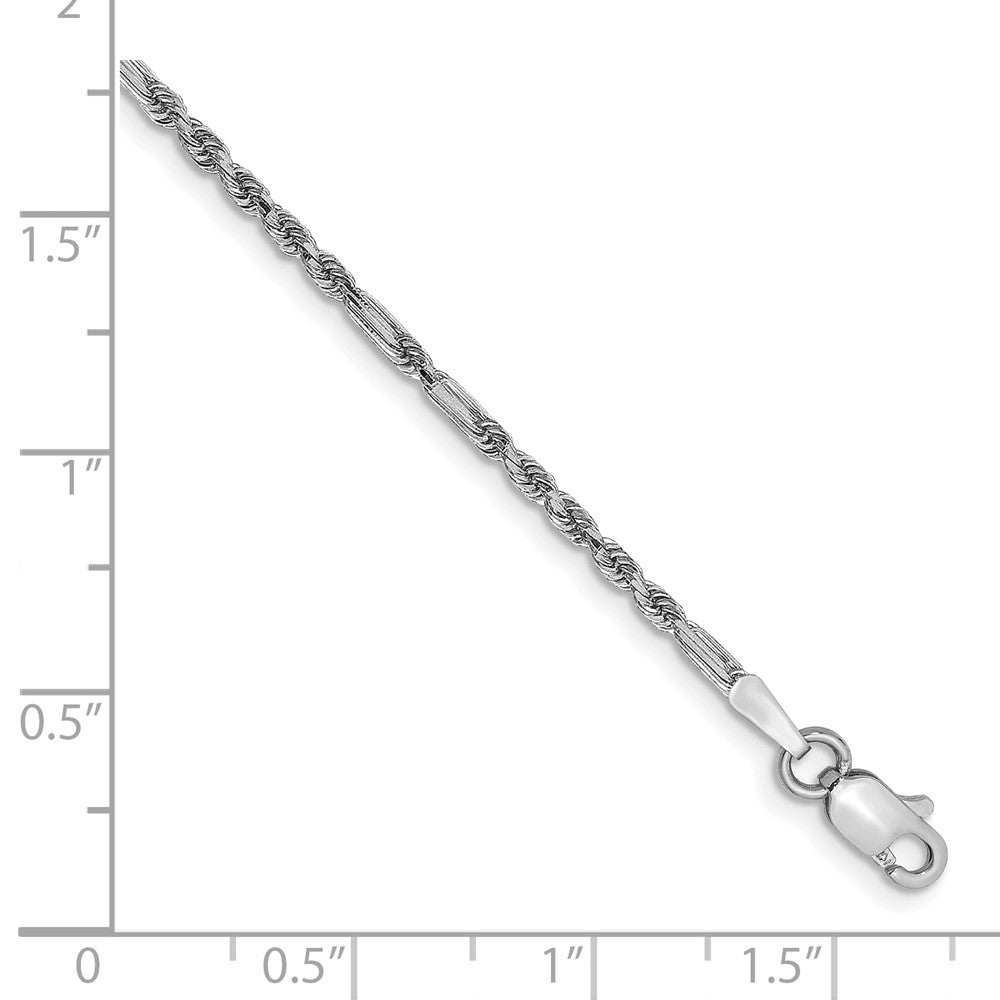 14k White Gold 1.8mm Diamond-cut Milano Rope Chain Anklet