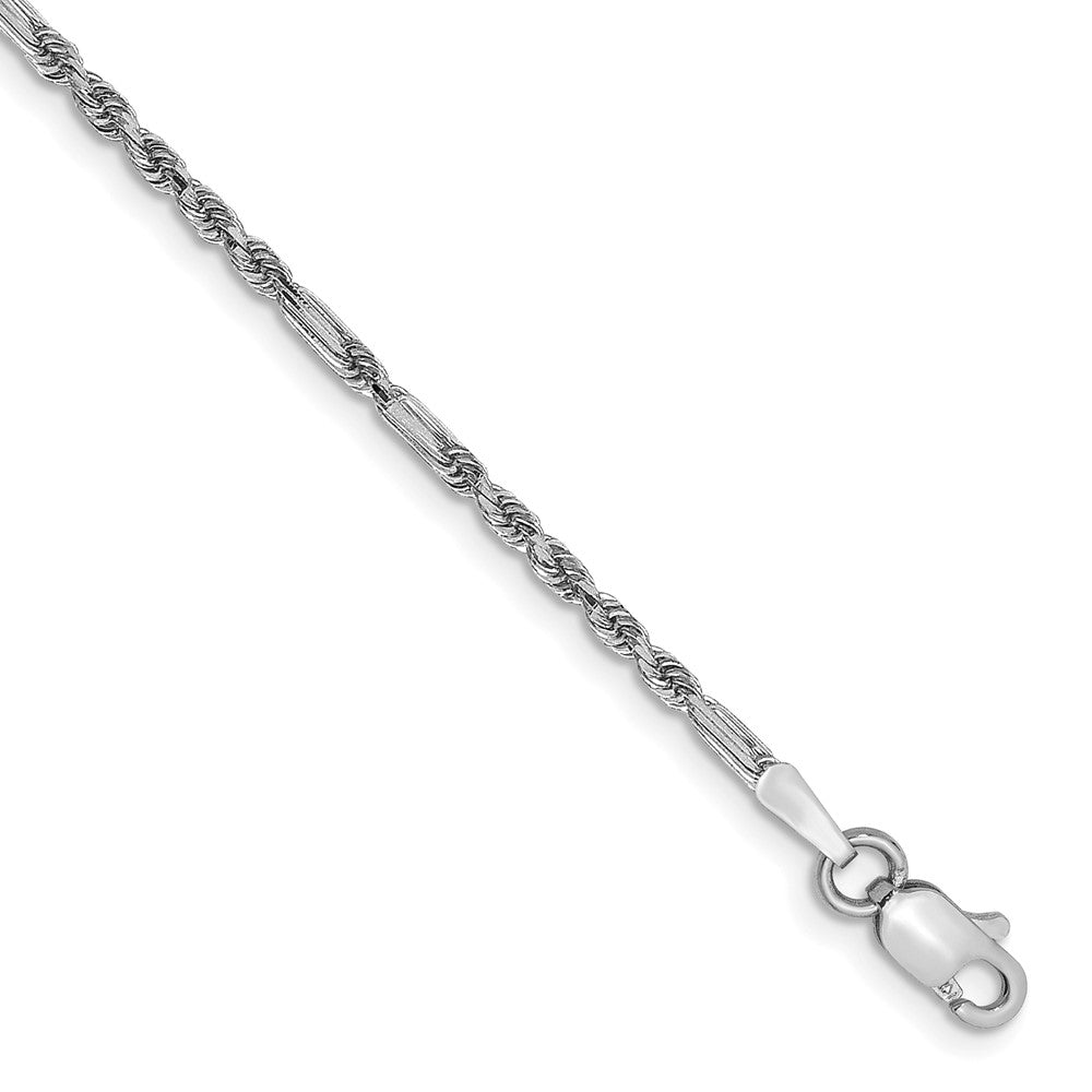 14k White Gold 1.8mm Diamond-cut Milano Rope Chain Anklet