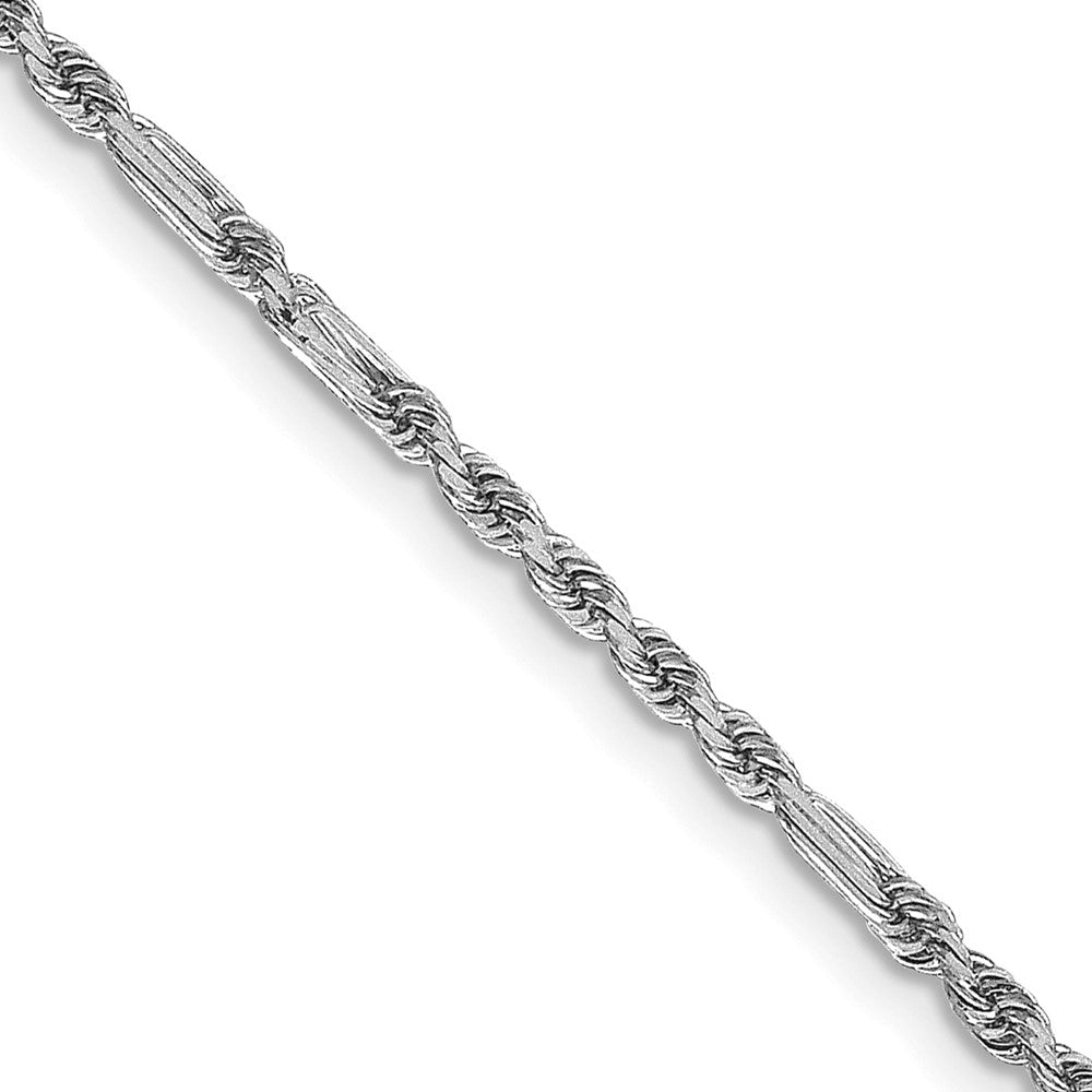 14K White Gold 1.8mm Diamond-cut Milano Rope with Lobster Clasp Chain
