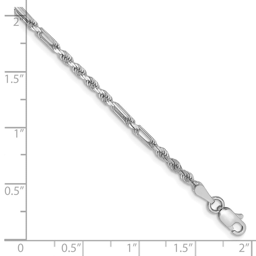 14k White Gold 2.5mm D/C Milano Rope Chain