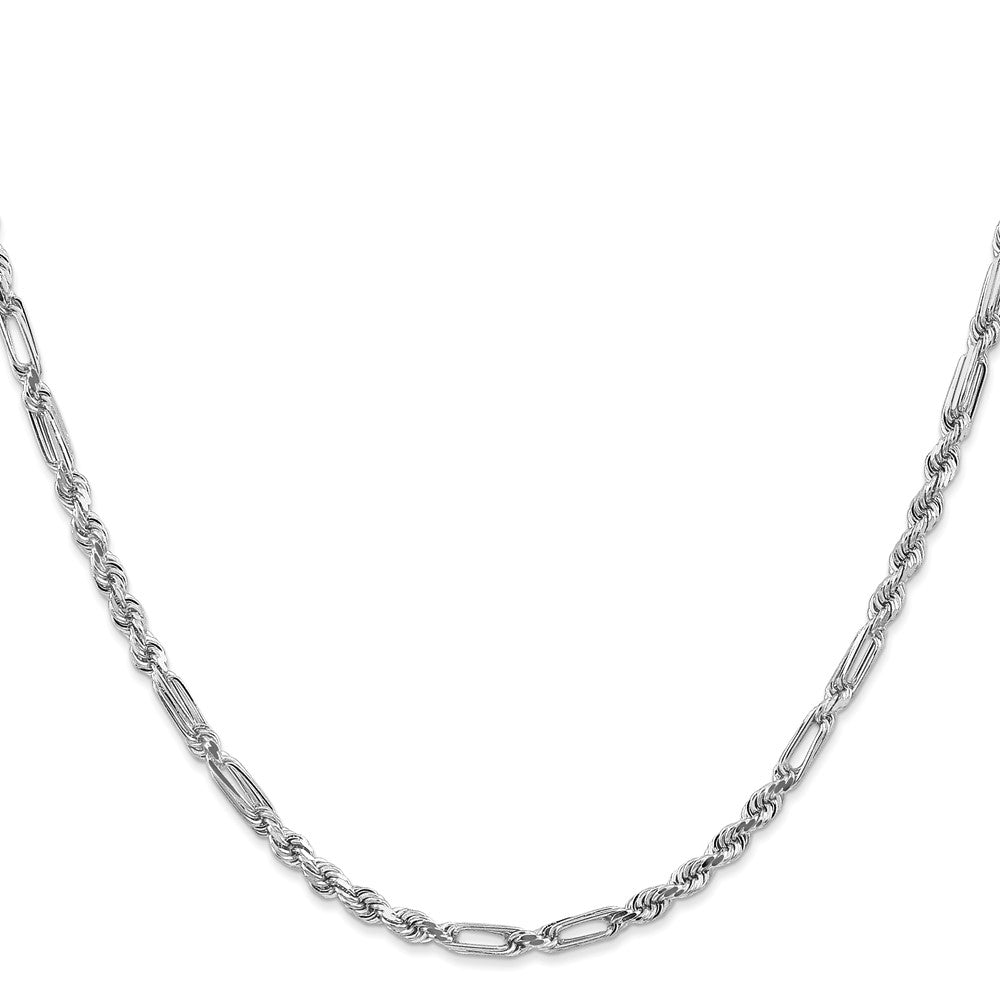 14k White Gold 3.0mm D/C Milano Rope Chain