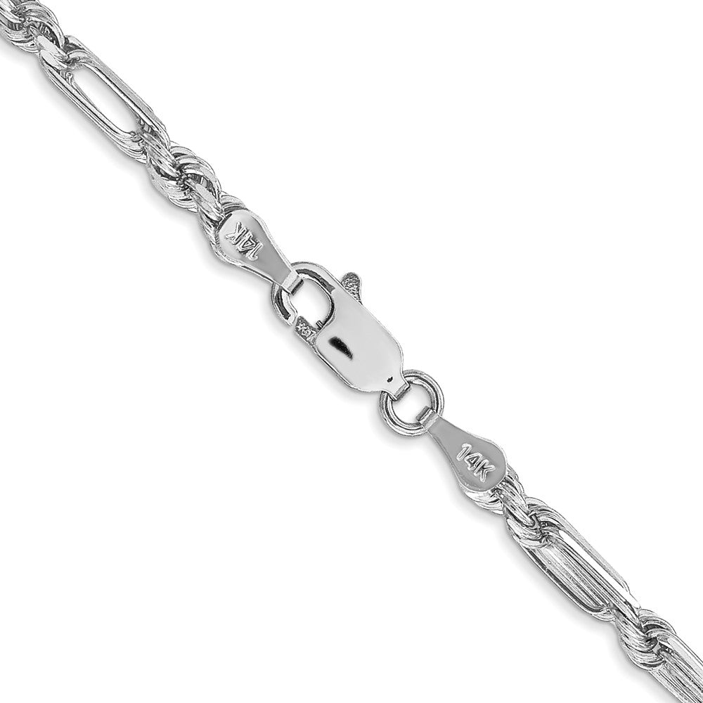 14k White Gold 3.0mm D/C Milano Rope Chain