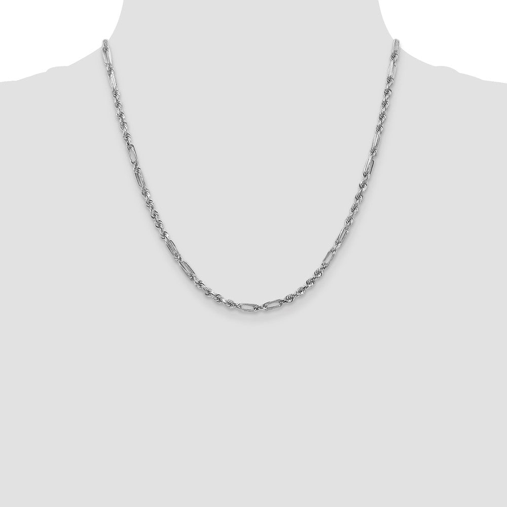 14k White Gold 3.0mm D/C Milano Rope Chain