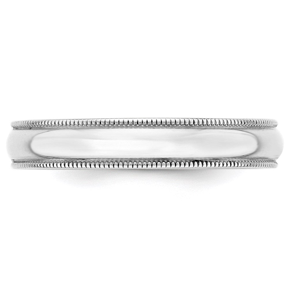 14k White Gold 4mm Lightweight Milgrain Half Round Wedding Band