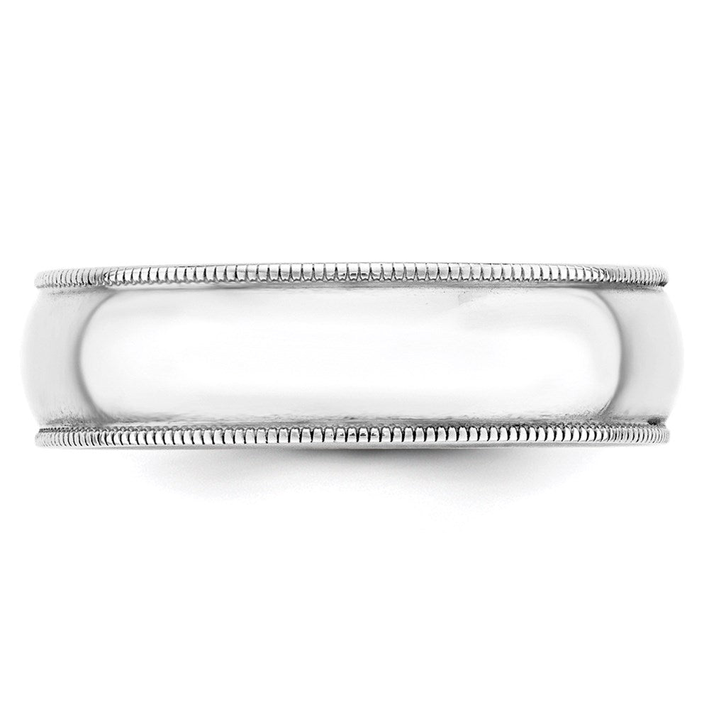 14k White Gold 6mm Lightweight Milgrain Half Round Wedding Band