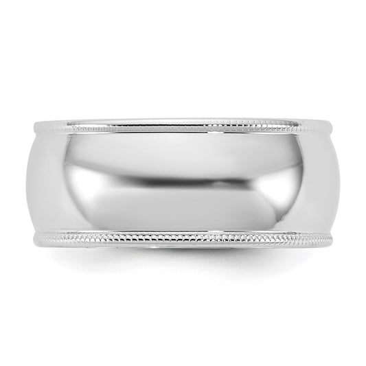 14KW 8mm LTW Milgrain Half Round Band