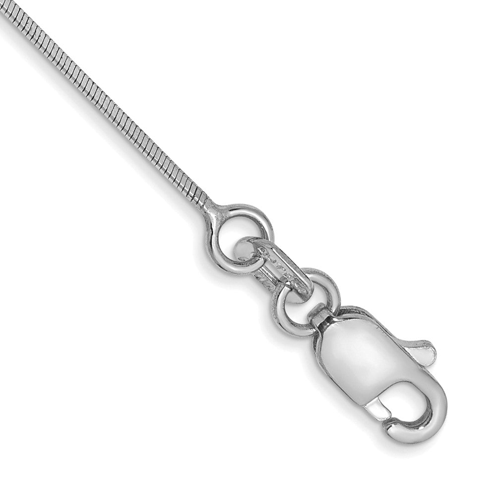 14K White Gold .6mm Octagonal Snake with Lobster Clasp Anklet