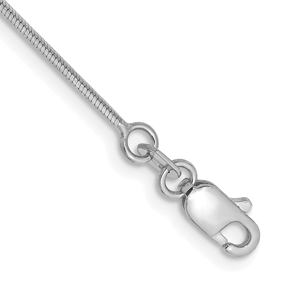 14K White Gold 1mm Octagonal Snake with Lobster Clasp Anklet