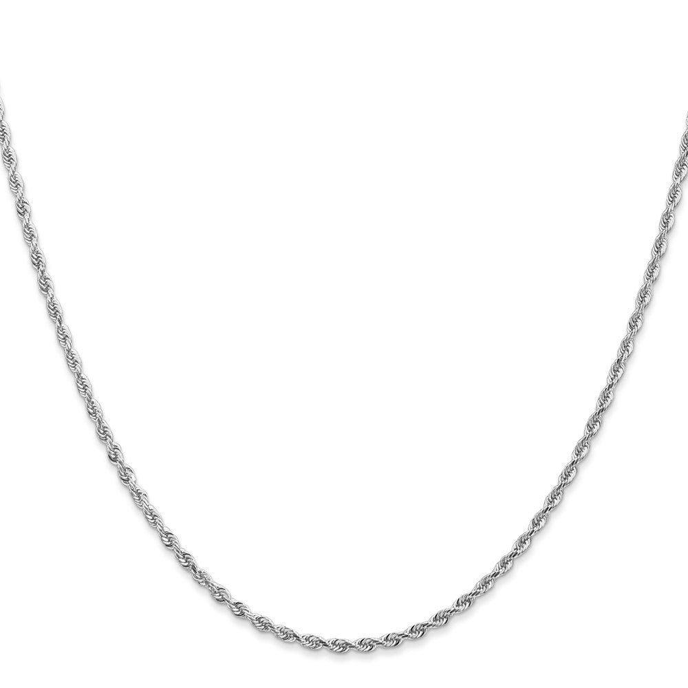 14K White Gold 2mm Diamond-cut Quadruple Rope Lobster Clasp Chain