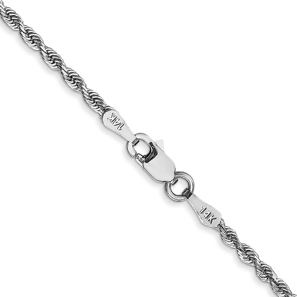 14K White Gold 2mm Diamond-cut Quadruple Rope Lobster Clasp Chain
