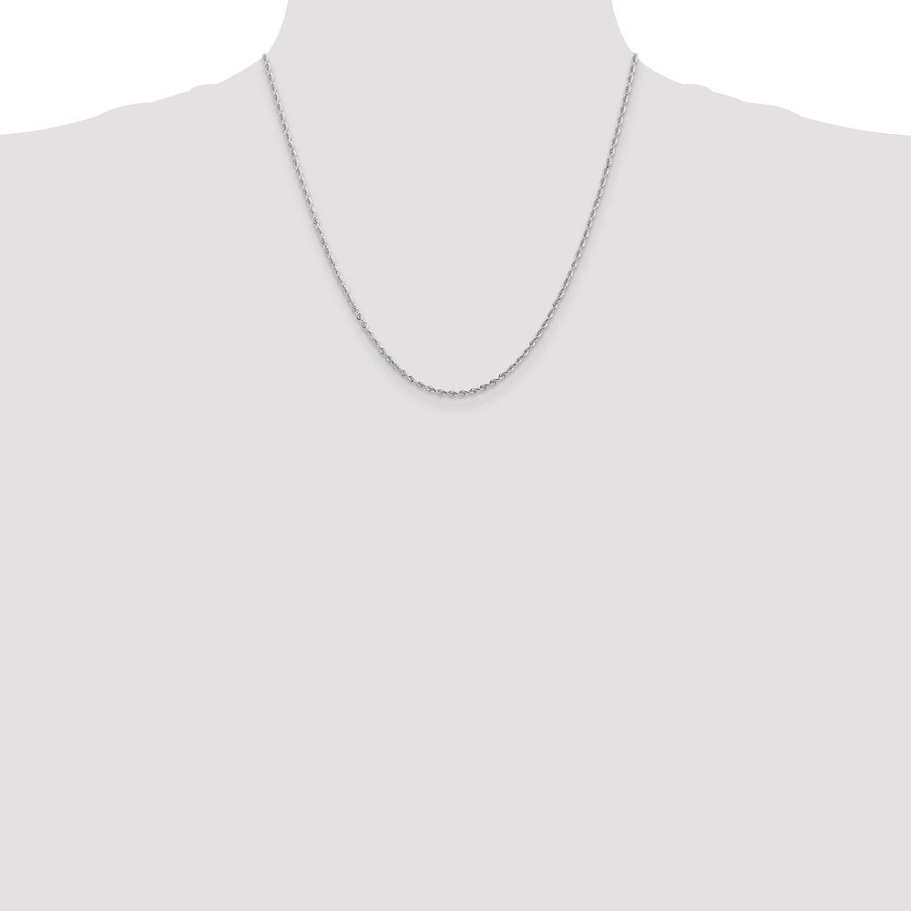 14K White Gold 2mm Diamond-cut Quadruple Rope Lobster Clasp Chain