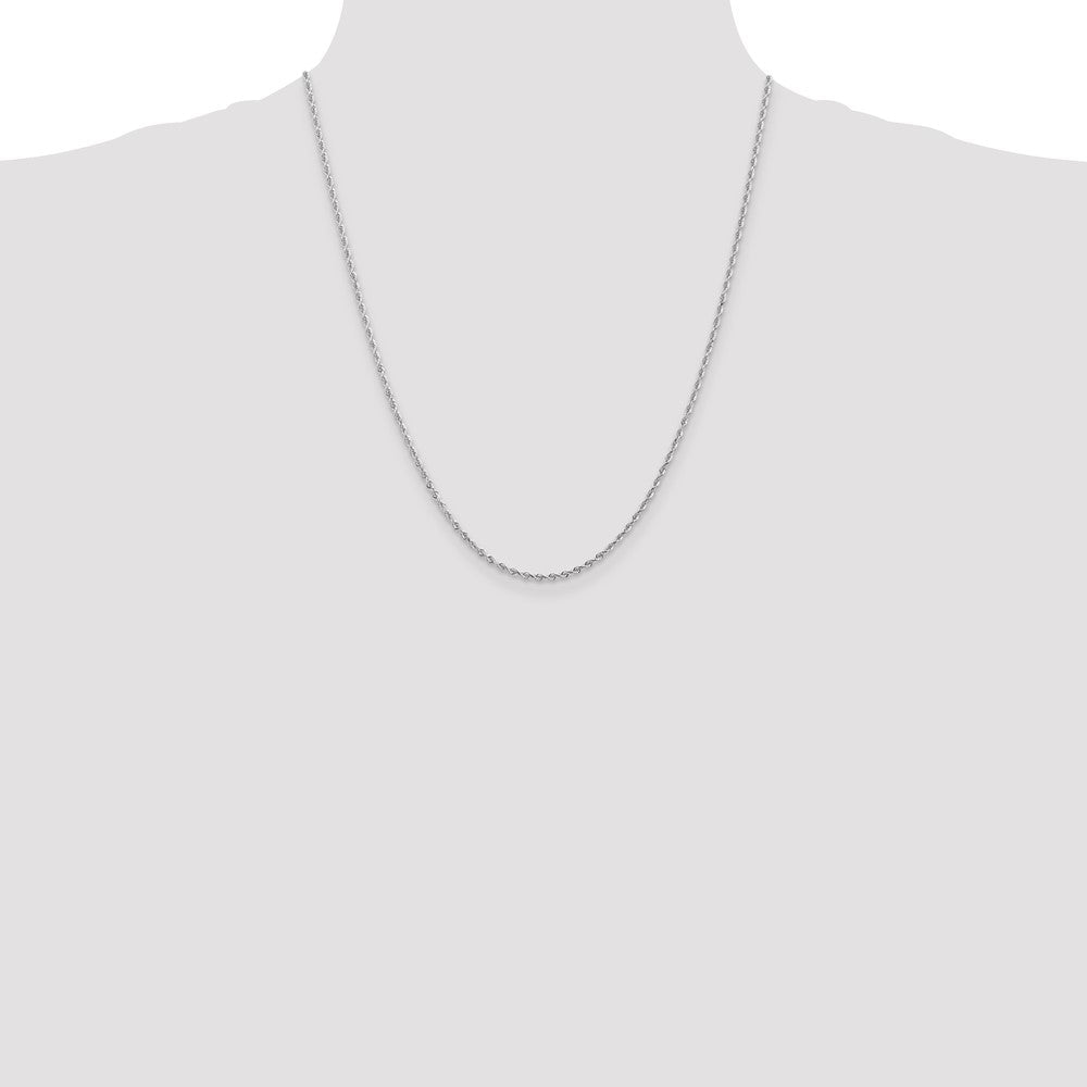 14K White Gold 2mm Diamond-cut Quadruple Rope Lobster Clasp Chain