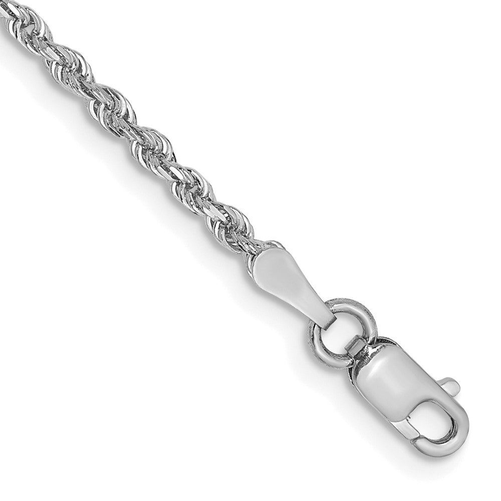 14K White Gold 2mm Diamond-cut Quadruple Rope Lobster Clasp Chain