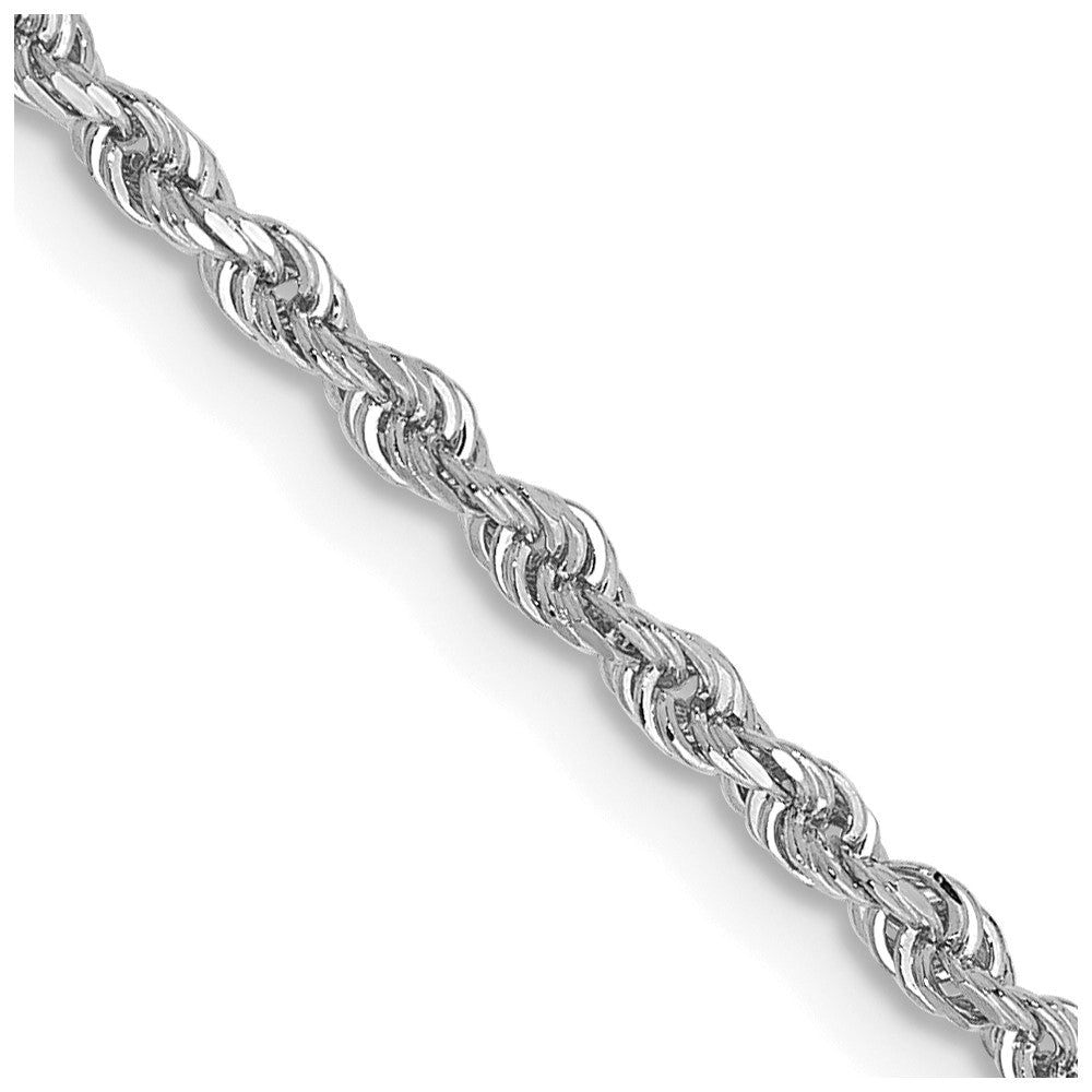 14K White Gold 2mm Diamond-cut Quadruple Rope Lobster Clasp Chain