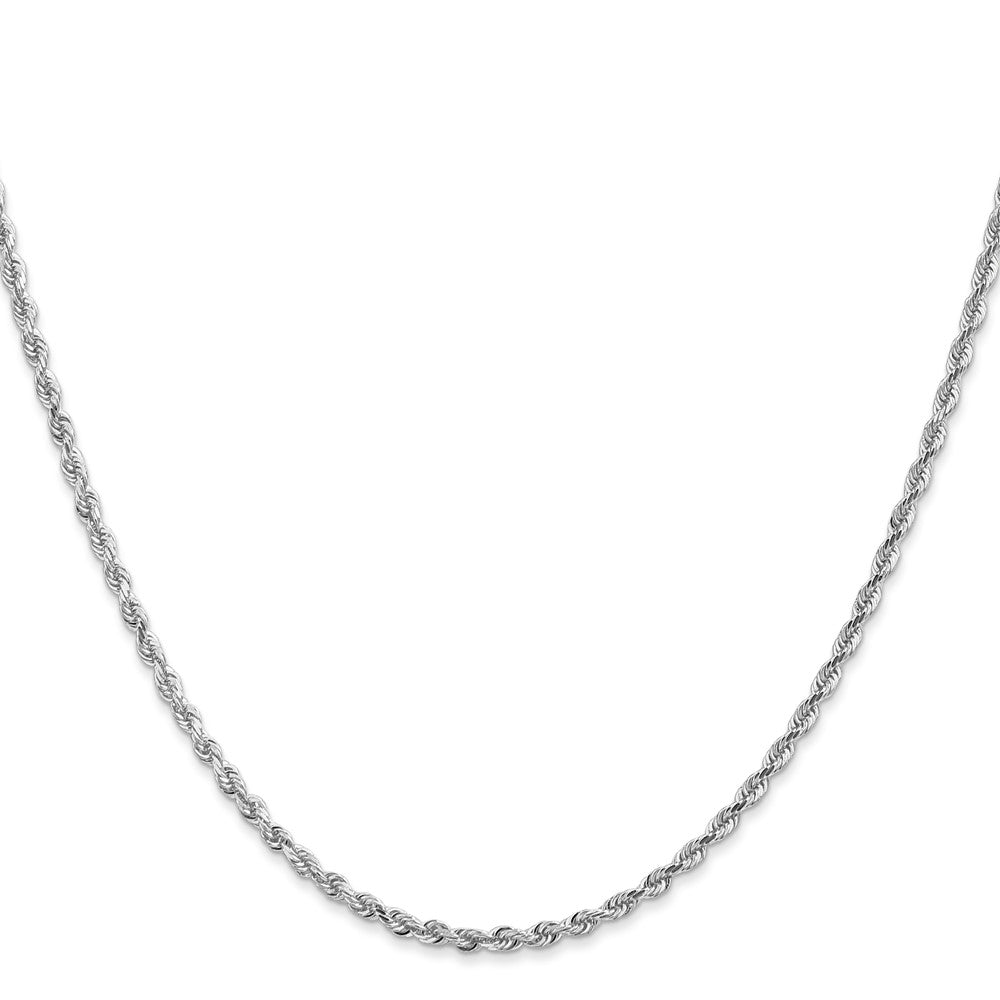 14K White Gold 2.25mm Diamond-cut Quadruple Rope Lobster Clasp Chain