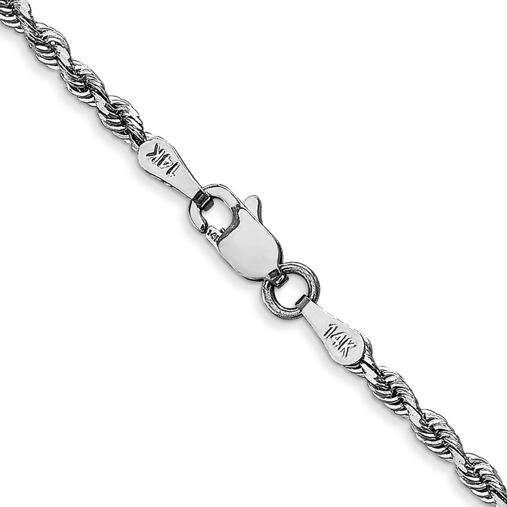 14K White Gold 2.25mm Diamond-cut Quadruple Rope Lobster Clasp Chain