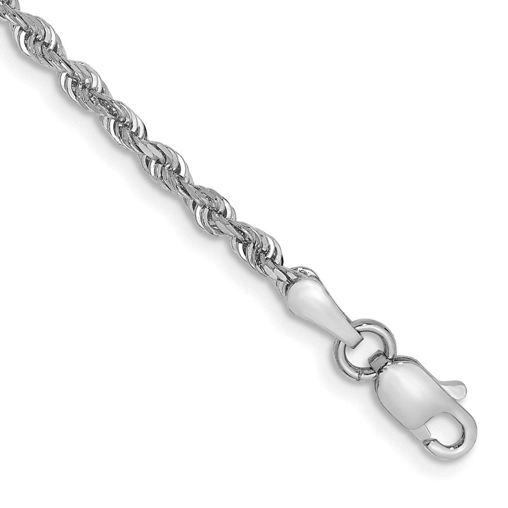 14K White Gold 2.25mm Diamond-cut Quadruple Rope Lobster Clasp Chain