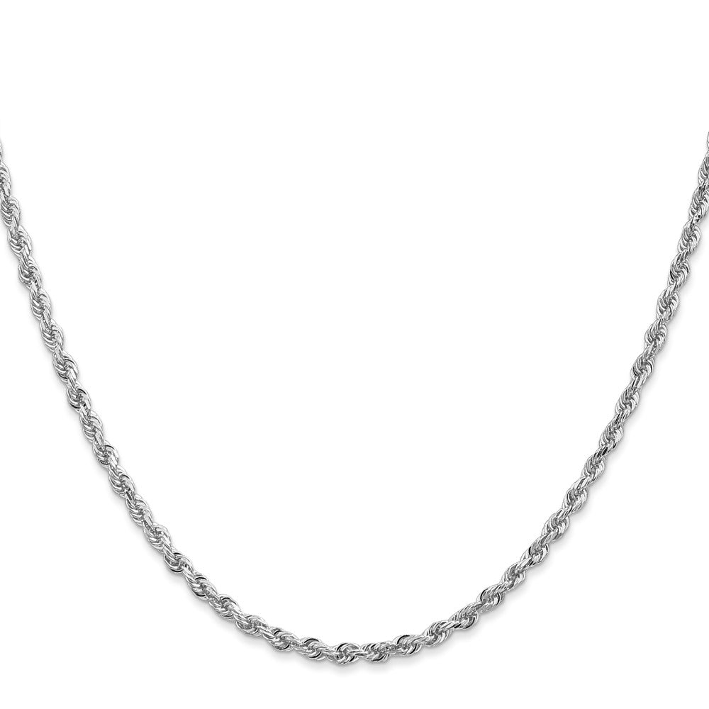 14K White Gold 2.75mm Diamond-cut Quadruple Rope Lobster Clasp Chain