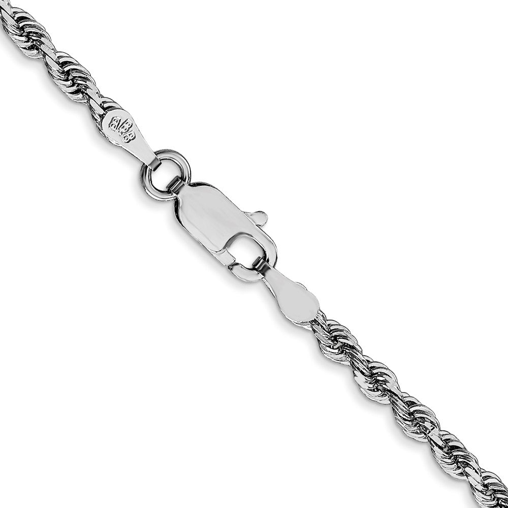 14K White Gold 2.75mm Diamond-cut Quadruple Rope Lobster Clasp Chain