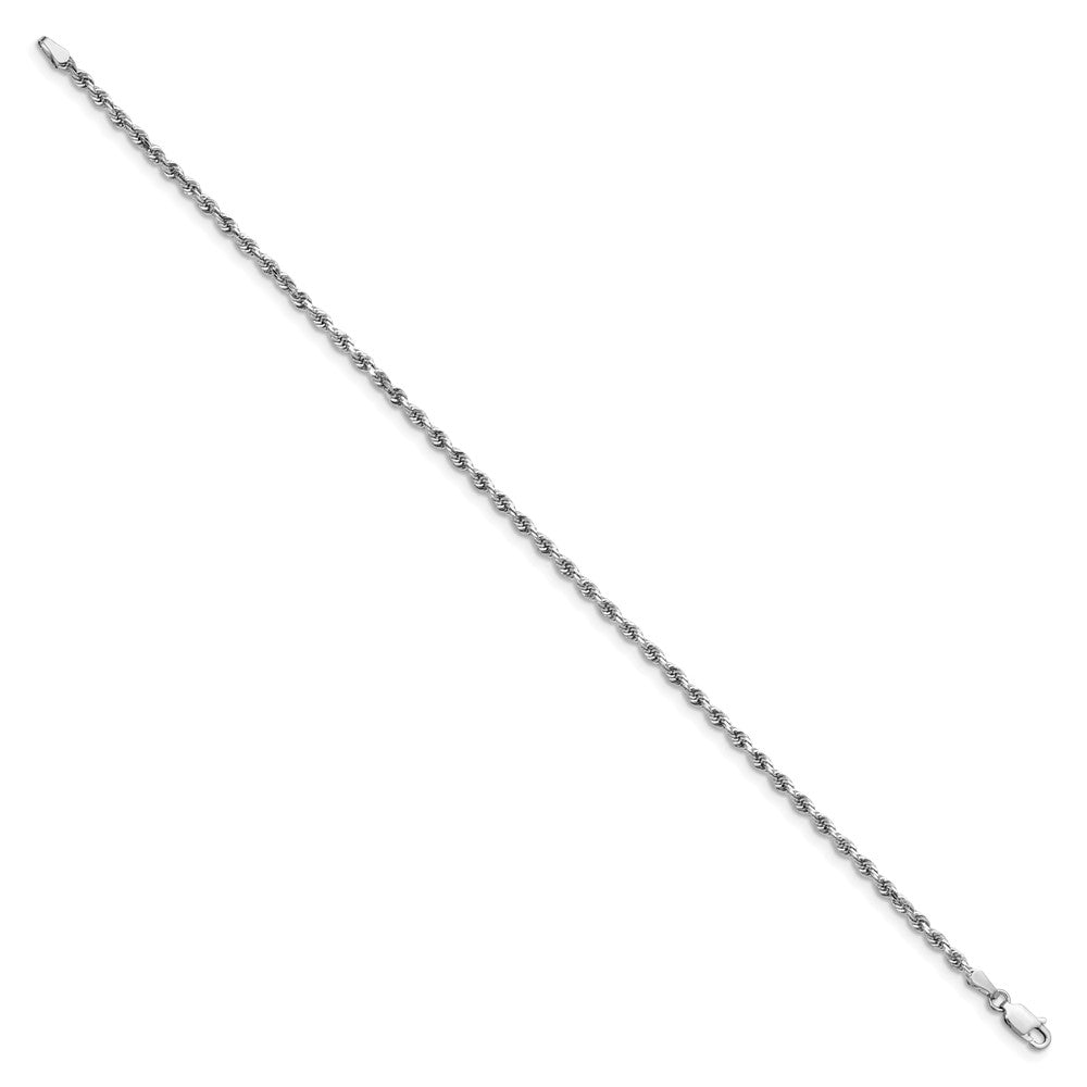 14K White Gold 2.75mm Diamond-cut Quadruple Rope Lobster Clasp Chain