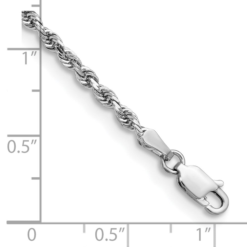 14K White Gold 2.75mm Diamond-cut Quadruple Rope Lobster Clasp Chain