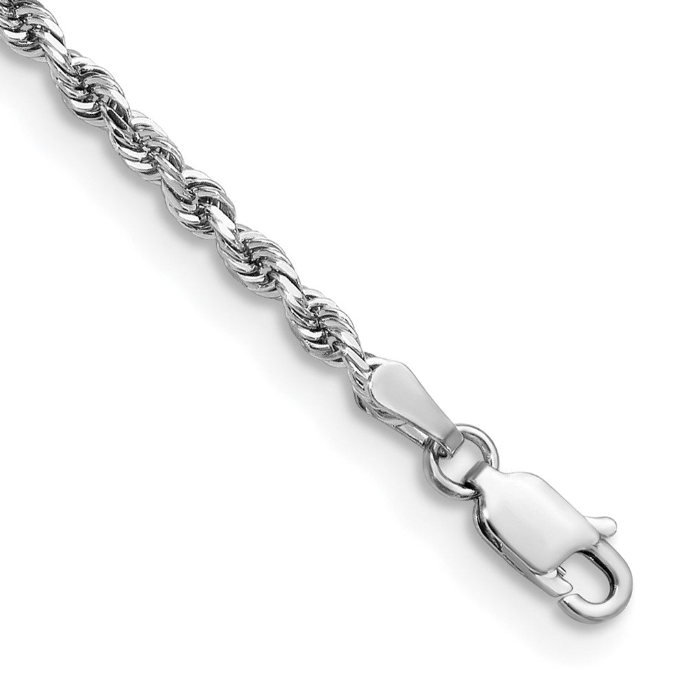 14K White Gold 2.75mm Diamond-cut Quadruple Rope Lobster Clasp Chain