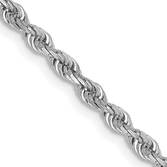 14K White Gold 2.75mm Diamond-cut Quadruple Rope Lobster Clasp Chain