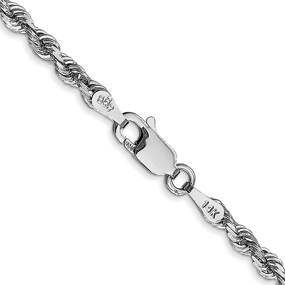 14K White Gold 3mm Diamond-cut Quadruple Rope Lobster Clasp Chain