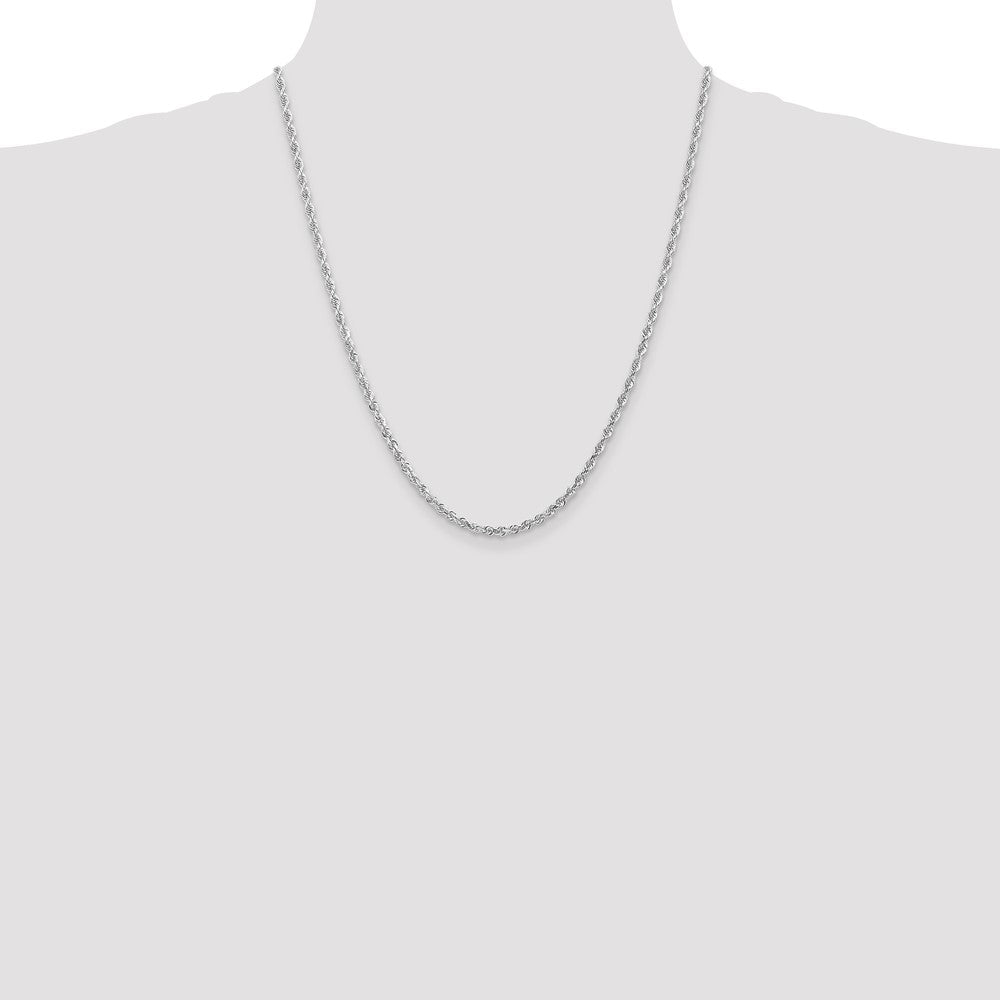 14K White Gold 3mm Diamond-cut Quadruple Rope Lobster Clasp Chain