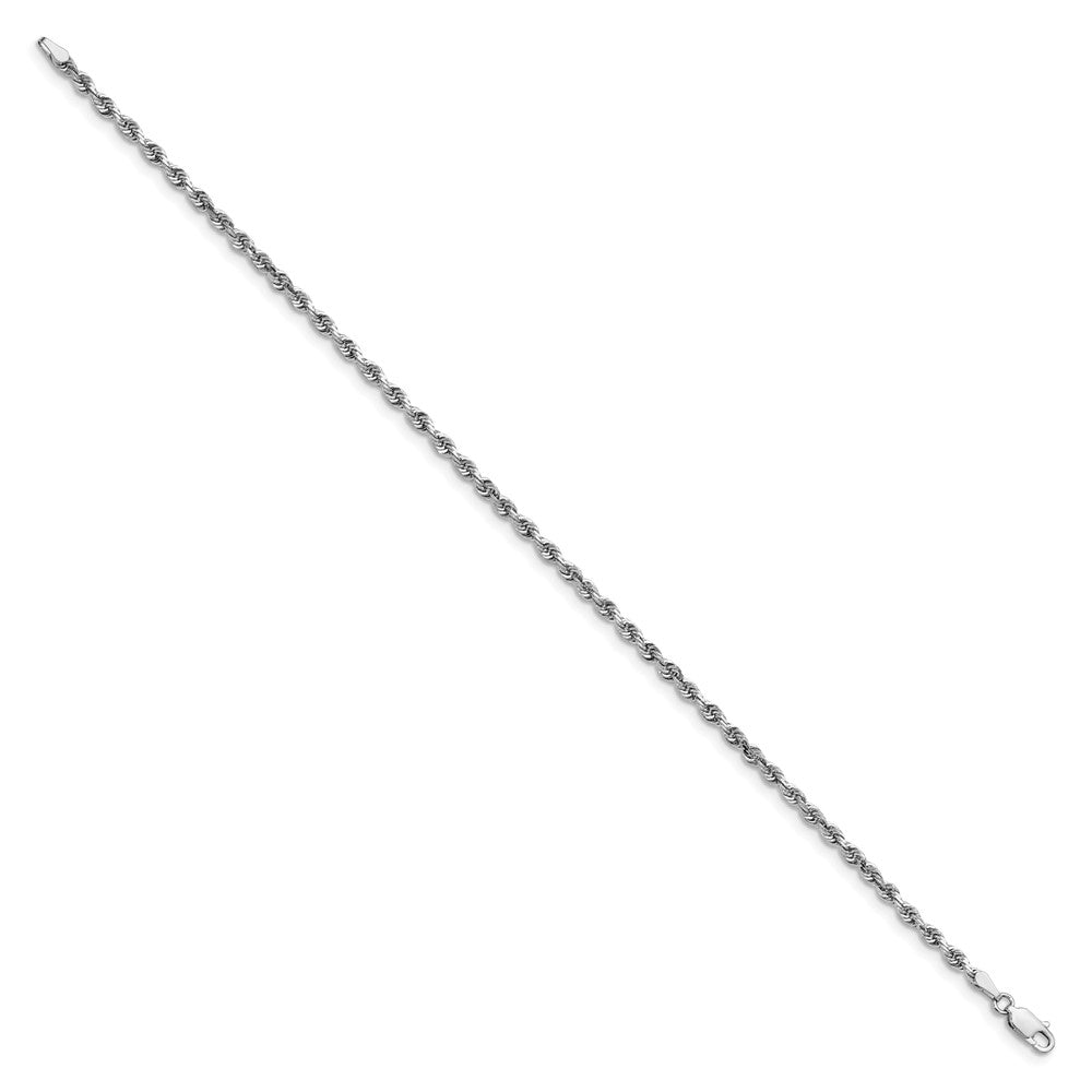 14K White Gold 3mm Diamond-cut Quadruple Rope Lobster Clasp Chain