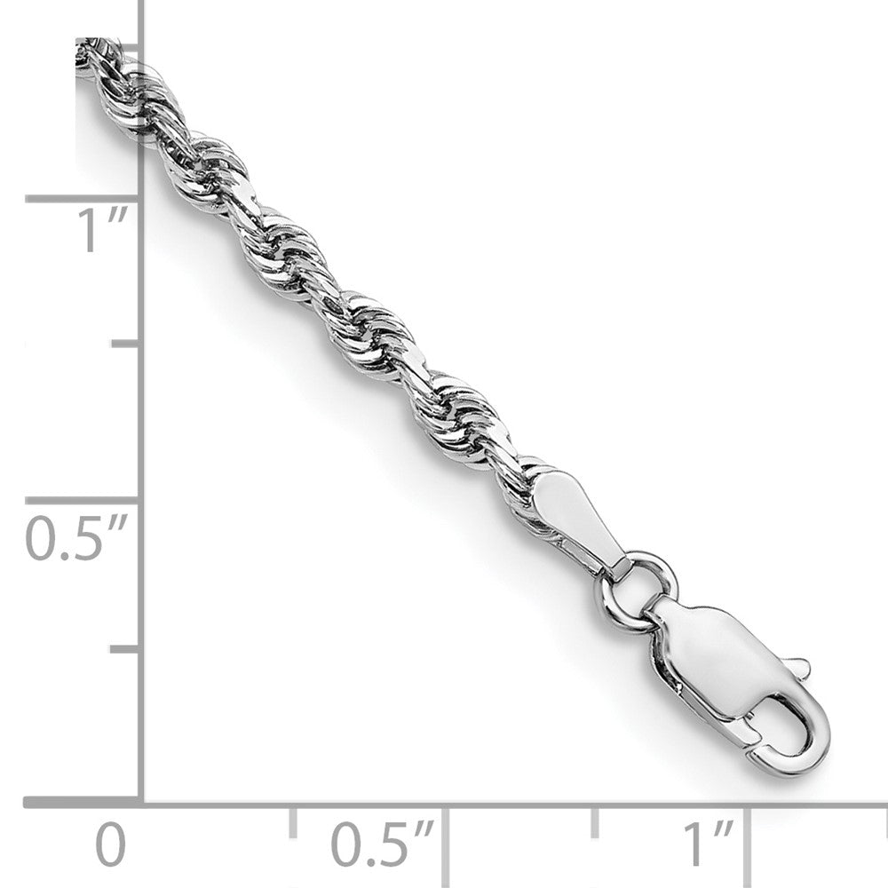 14K White Gold 3mm Diamond-cut Quadruple Rope Lobster Clasp Chain
