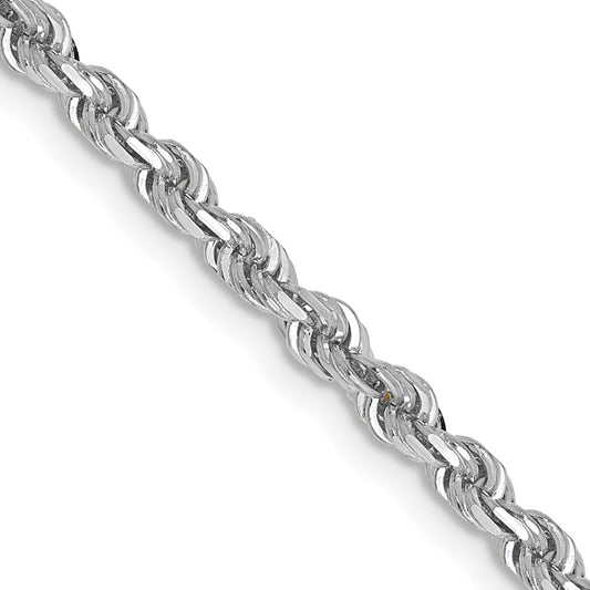 14K White Gold 3mm Diamond-cut Quadruple Rope Lobster Clasp Chain