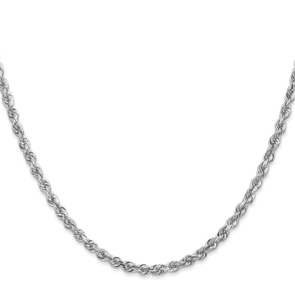 14K White Gold 3.35mm Diamond-cut Quadruple Rope Lobster Clasp Chain