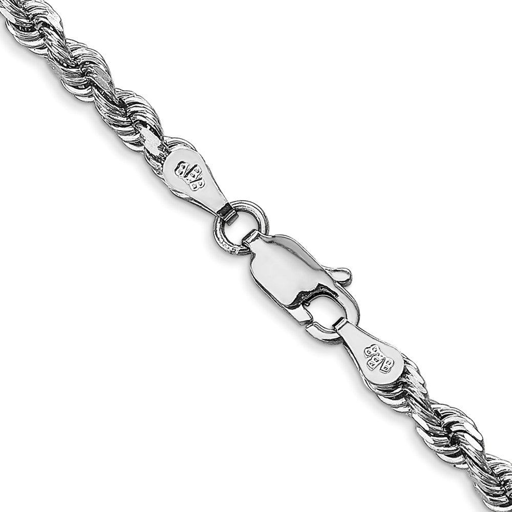 14K White Gold 3.35mm Diamond-cut Quadruple Rope Lobster Clasp Chain