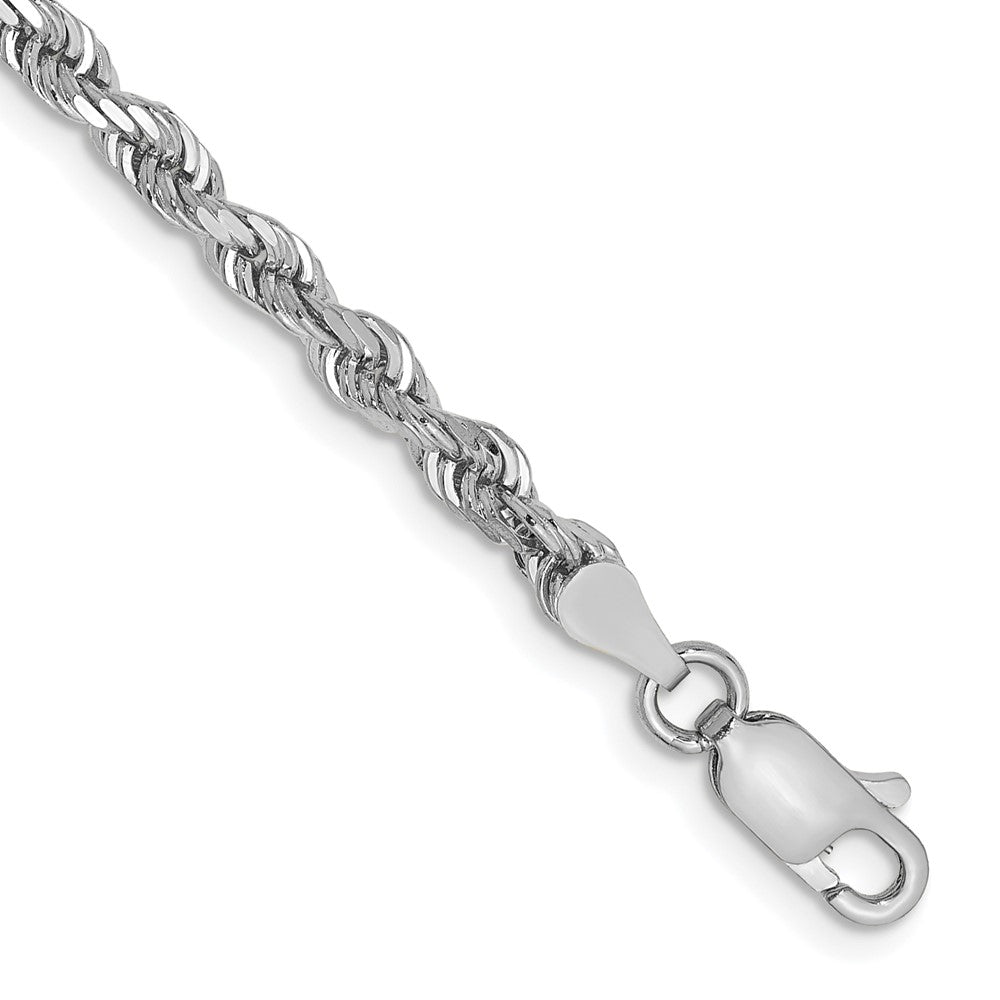 14K White Gold 3.35mm Diamond-cut Quadruple Rope Lobster Clasp Chain