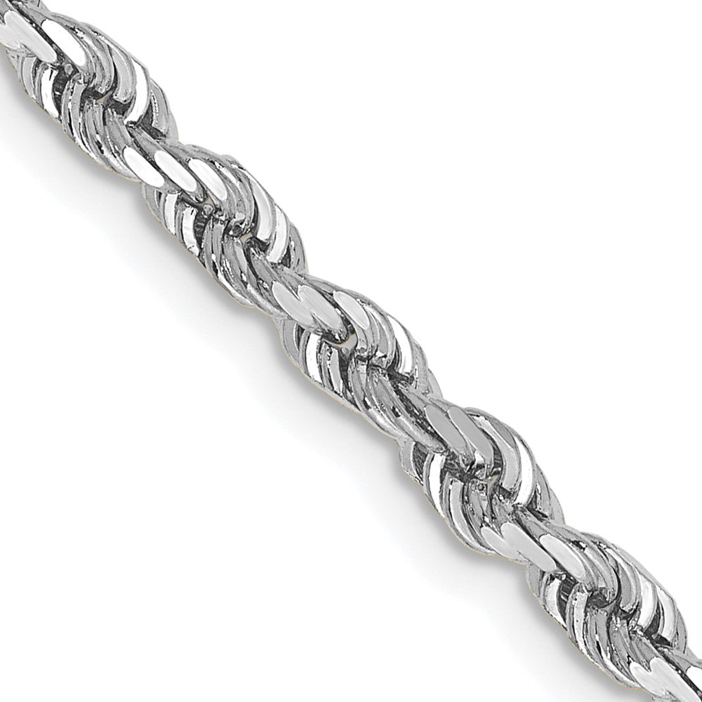 14K White Gold 3.35mm Diamond-cut Quadruple Rope Lobster Clasp Chain
