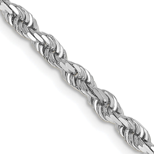 14K White Gold 3.35mm Diamond-cut Quadruple Rope Lobster Clasp Chain